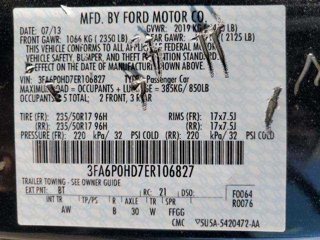 Photo 12 VIN: 3FA6P0HD7ER106827 - FORD FUSION 