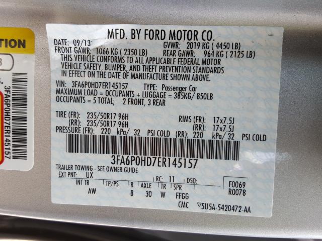 Photo 9 VIN: 3FA6P0HD7ER145157 - FORD FUSION SE 