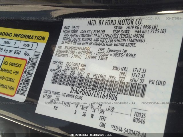 Photo 8 VIN: 3FA6P0HD7ER164906 - FORD FUSION 