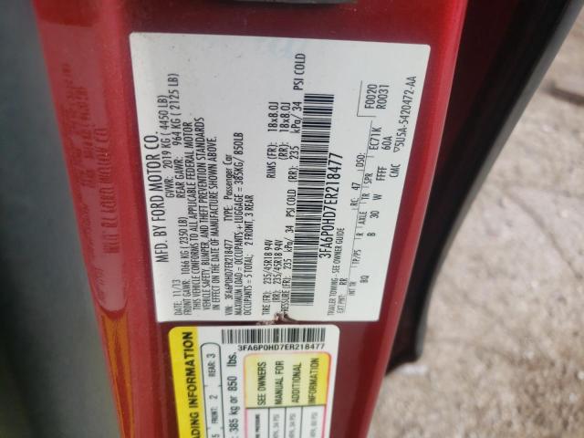 Photo 9 VIN: 3FA6P0HD7ER218477 - FORD FUSION SE 