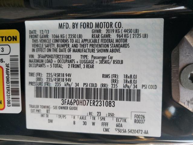 Photo 9 VIN: 3FA6P0HD7ER231083 - FORD FUSION SE 