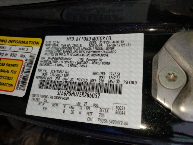 Photo 9 VIN: 3FA6P0HD7ER286052 - FORD FUSION SE 