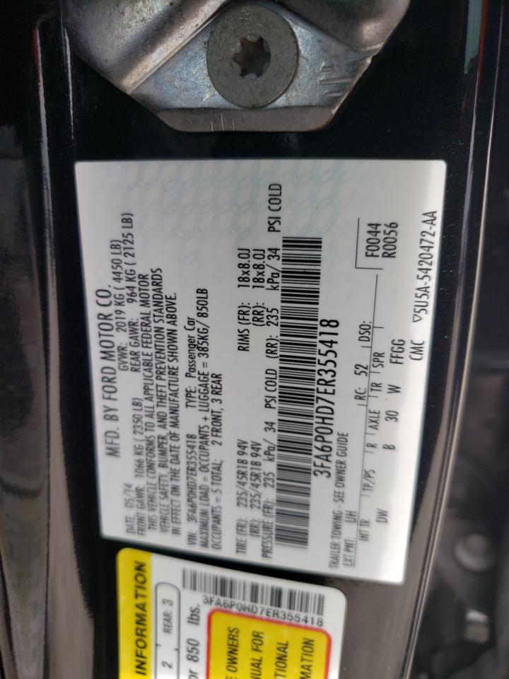 Photo 11 VIN: 3FA6P0HD7ER355418 - FORD FUSION 