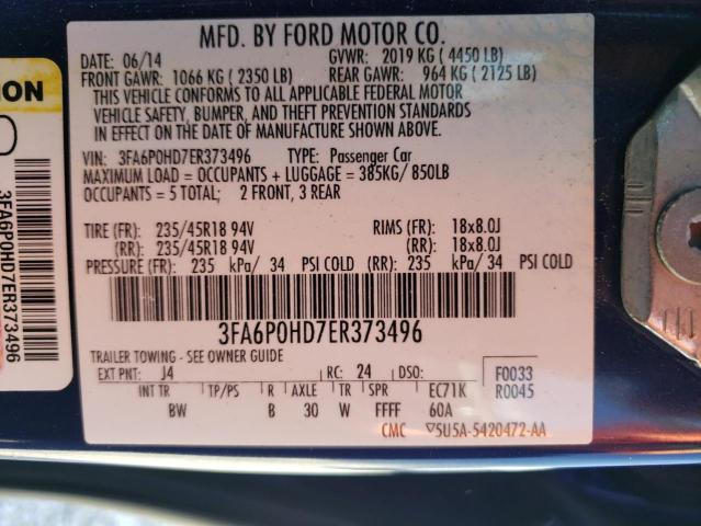 Photo 11 VIN: 3FA6P0HD7ER373496 - FORD FUSION 