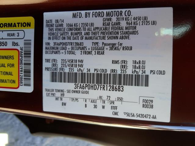 Photo 9 VIN: 3FA6P0HD7FR128683 - FORD FUSION SE 