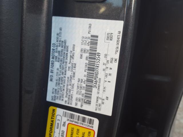 Photo 9 VIN: 3FA6P0HD7FR153549 - FORD FUSION SE 