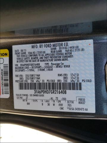 Photo 9 VIN: 3FA6P0HD7GR216408 - FORD FUSION SE 