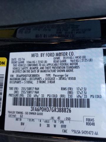 Photo 9 VIN: 3FA6P0HD7GR388826 - FORD FUSION SE 