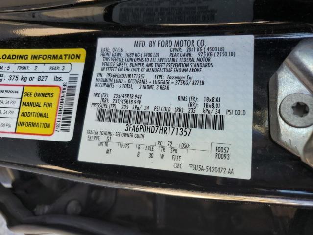 Photo 11 VIN: 3FA6P0HD7HR171357 - FORD FUSION 