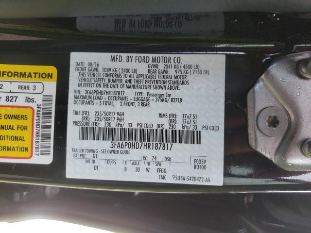 Photo 9 VIN: 3FA6P0HD7HR187817 - FORD FUSION SE 