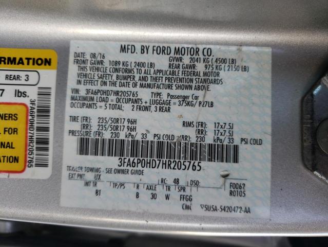 Photo 11 VIN: 3FA6P0HD7HR205765 - FORD FUSION SE 