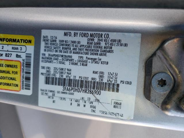 Photo 9 VIN: 3FA6P0HD7HR286900 - FORD FUSION SE 