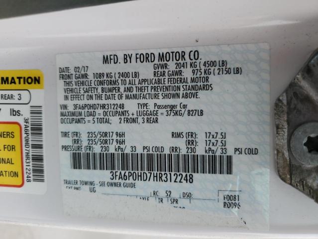 Photo 11 VIN: 3FA6P0HD7HR312248 - FORD FUSION SE 