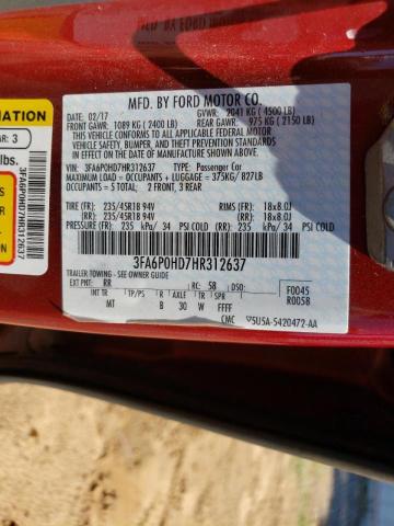 Photo 9 VIN: 3FA6P0HD7HR312637 - FORD FUSION SE 