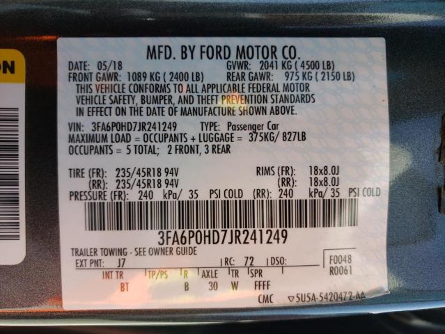 Photo 9 VIN: 3FA6P0HD7JR241249 - FORD FUSION SE 