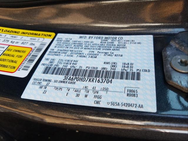 Photo 9 VIN: 3FA6P0HD7KR163704 - FORD FUSION SE 