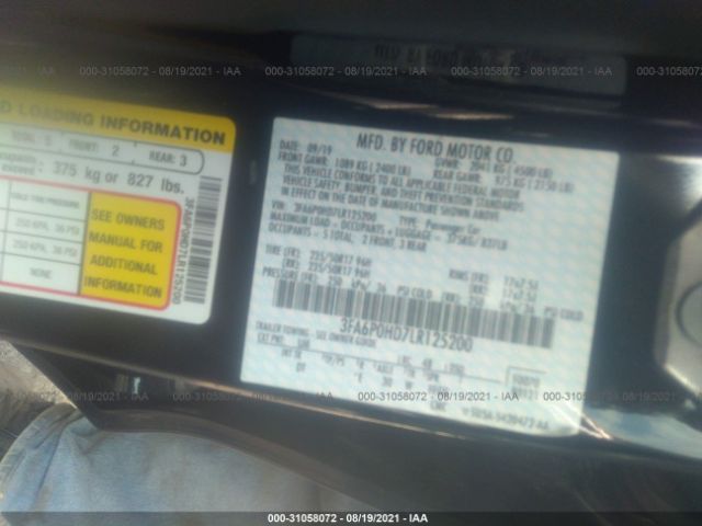 Photo 8 VIN: 3FA6P0HD7LR125200 - FORD FUSION 