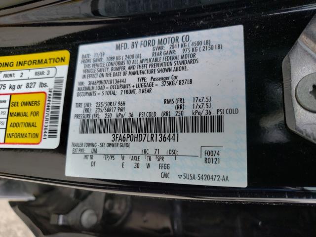 Photo 9 VIN: 3FA6P0HD7LR136441 - FORD FUSION SE 