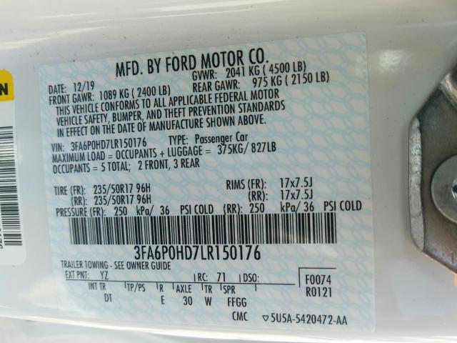 Photo 9 VIN: 3FA6P0HD7LR150176 - FORD FUSION SE 