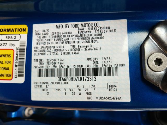 Photo 9 VIN: 3FA6P0HD7LR173313 - FORD FUSION 