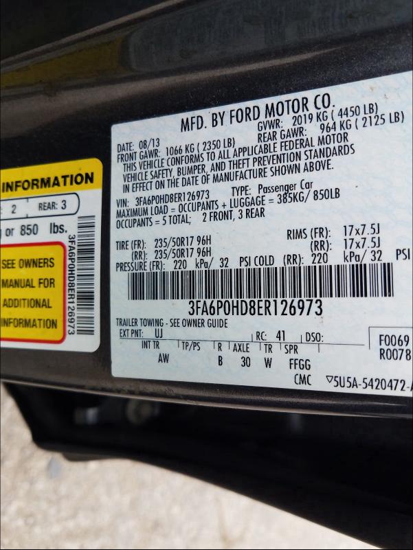 Photo 9 VIN: 3FA6P0HD8ER126973 - FORD FUSION SE 