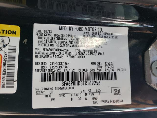 Photo 9 VIN: 3FA6P0HD8ER169256 - FORD FUSION 