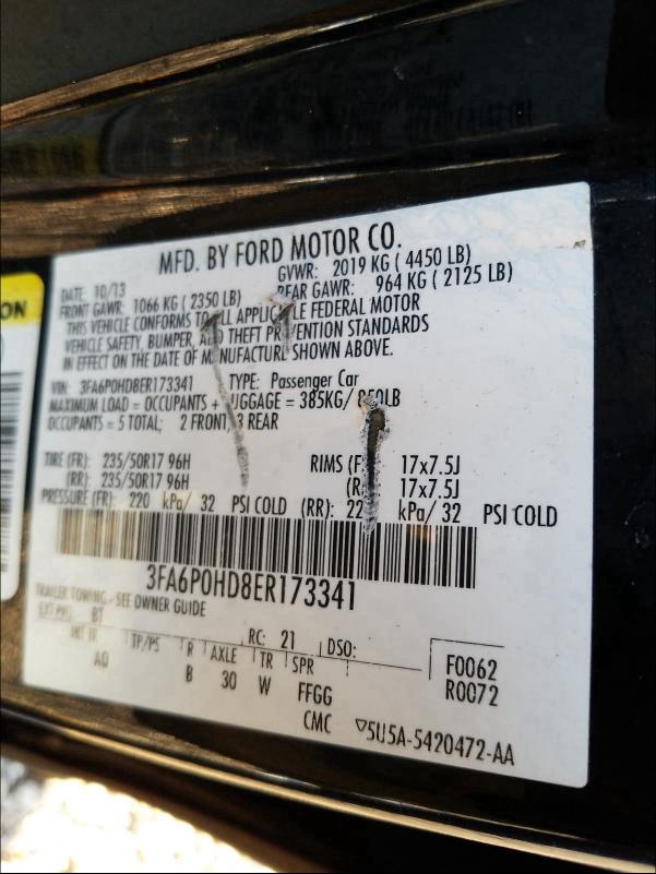 Photo 9 VIN: 3FA6P0HD8ER173341 - FORD FUSION SE 