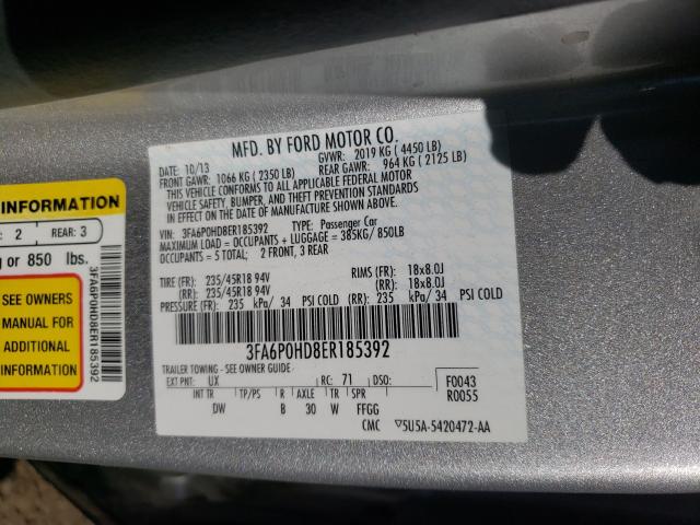 Photo 9 VIN: 3FA6P0HD8ER185392 - FORD FUSION SE 