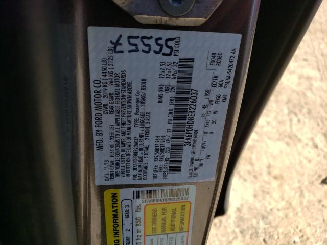 Photo 9 VIN: 3FA6P0HD8ER226037 - FORD FUSION SE 