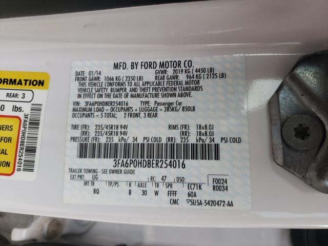 Photo 9 VIN: 3FA6P0HD8ER254016 - FORD FUSION SE 