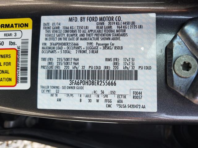 Photo 9 VIN: 3FA6P0HD8ER255666 - FORD FUSION SE 