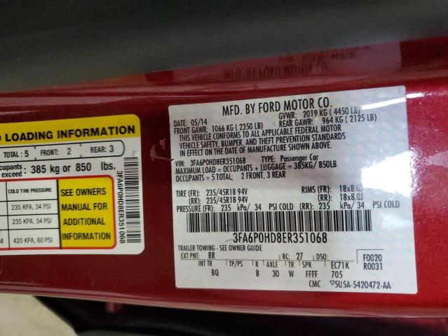 Photo 11 VIN: 3FA6P0HD8ER351068 - FORD FUSION SE 