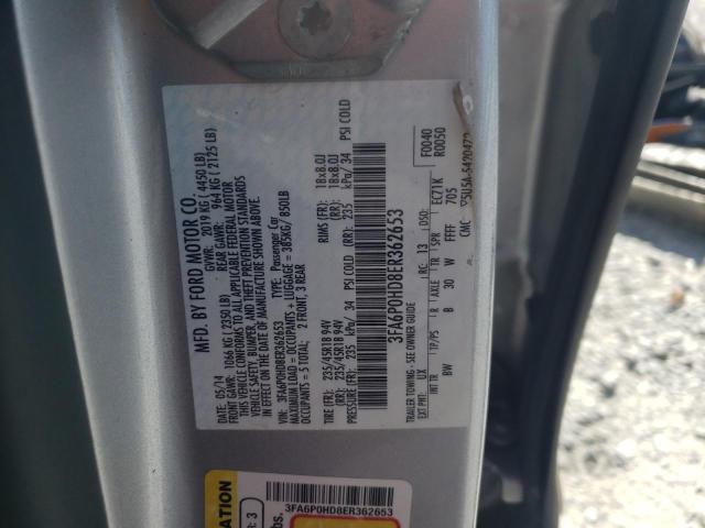 Photo 9 VIN: 3FA6P0HD8ER362653 - FORD FUSION SE 