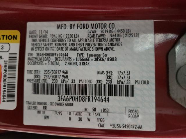 Photo 9 VIN: 3FA6P0HD8FR194644 - FORD FUSION SE 