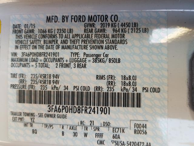 Photo 9 VIN: 3FA6P0HD8FR241901 - FORD FUSION SE 