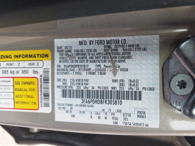 Photo 9 VIN: 3FA6P0HD8FR305810 - FORD FUSION SE 