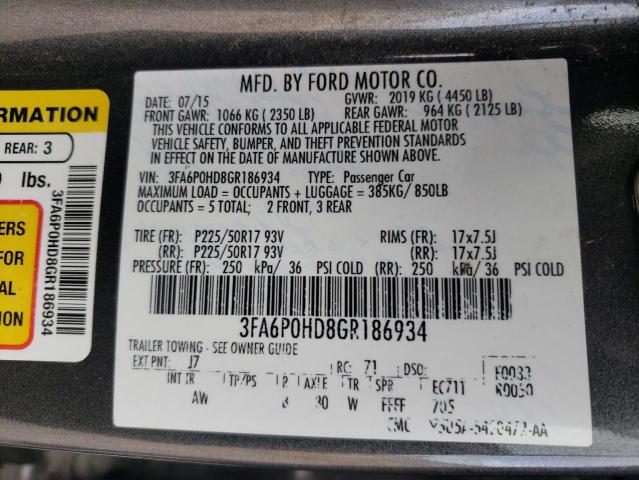 Photo 9 VIN: 3FA6P0HD8GR186934 - FORD FUSION SE 