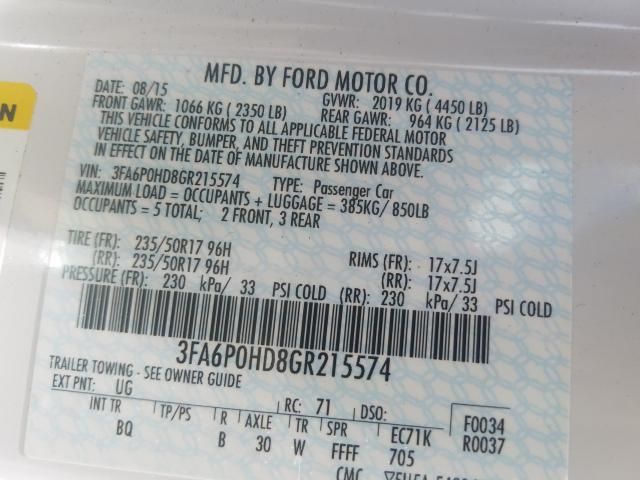 Photo 9 VIN: 3FA6P0HD8GR215574 - FORD FUSION SE 