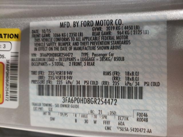 Photo 9 VIN: 3FA6P0HD8GR254472 - FORD FUSION SE 