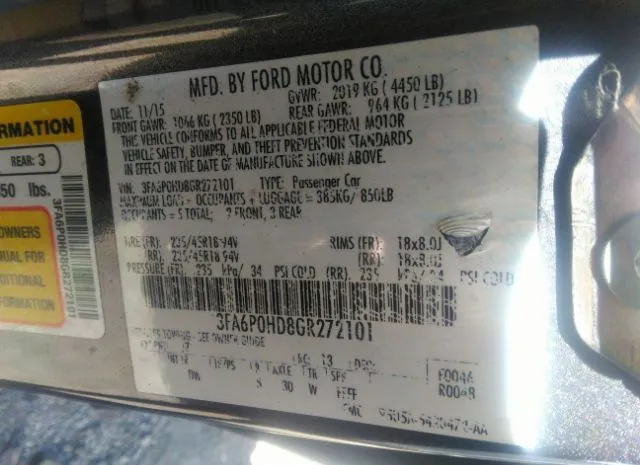 Photo 8 VIN: 3FA6P0HD8GR272101 - FORD FUSION 