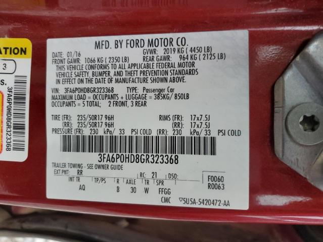 Photo 11 VIN: 3FA6P0HD8GR323368 - FORD FUSION SE 