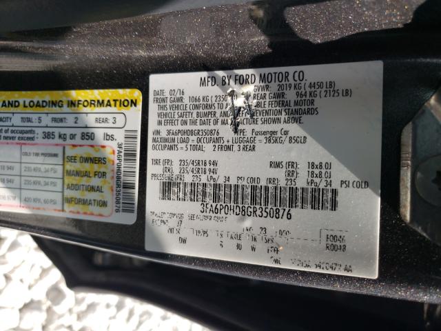 Photo 9 VIN: 3FA6P0HD8GR350876 - FORD FUSION SE 