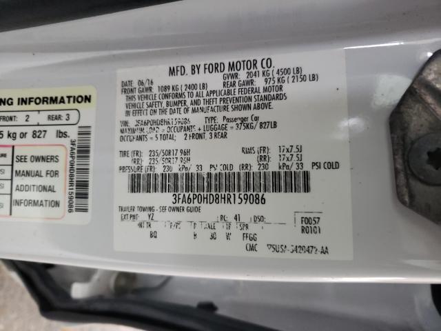 Photo 9 VIN: 3FA6P0HD8HR159086 - FORD FUSION SE 