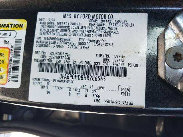 Photo 9 VIN: 3FA6P0HD8HR286565 - FORD FUSION SE 