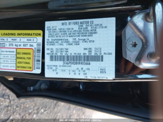 Photo 8 VIN: 3FA6P0HD8HR405666 - FORD FUSION 