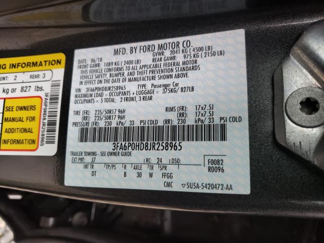 Photo 9 VIN: 3FA6P0HD8JR258965 - FORD FUSION SE 