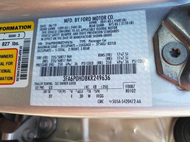 Photo 9 VIN: 3FA6P0HD8KR249636 - FORD FUSION SE 