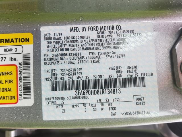 Photo 9 VIN: 3FA6P0HD8LR134813 - FORD FUSION SE 