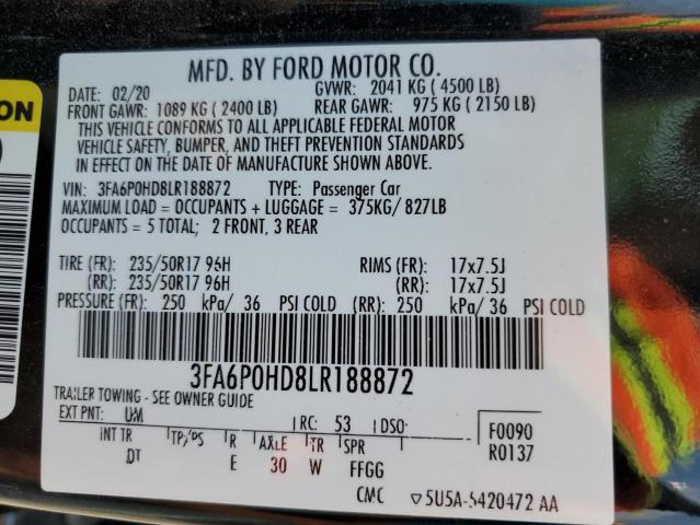 Photo 11 VIN: 3FA6P0HD8LR188872 - FORD FUSION SE 