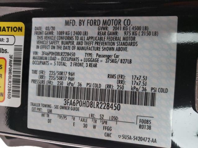 Photo 12 VIN: 3FA6P0HD8LR228450 - FORD FUSION SE 